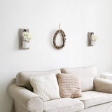 Mkono Wall Sconces Rustic Sconces Set of 2 Farmhouse Mason Jars Bathroom Decor Wood Boards with Fairy Lights and Flowers Fall Wall Decor for Home Kitchen Living Room, White Mkono