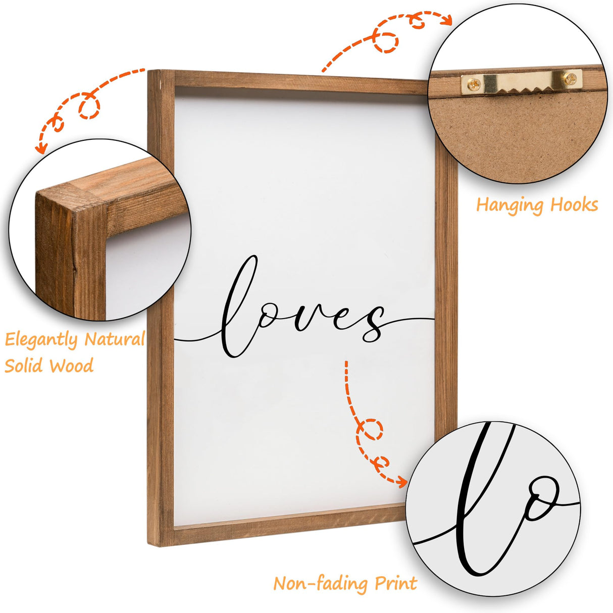 Set of 3 Framed Farmhouse All of Me Loves All of You Sign 11x14” Above Bed Wall Decor for Bedroom Decor Wall Art Wood Signs (11x14", Brown) Houmury