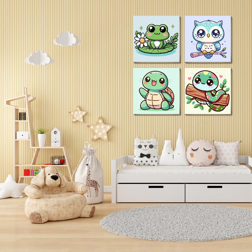 4 Pack Paint by Number Kits for Adults,Animals Painting by Numbers for Adults Framed, DIY Animal Oil Painting Suitable for Home Decoration (8x8inch) Generic