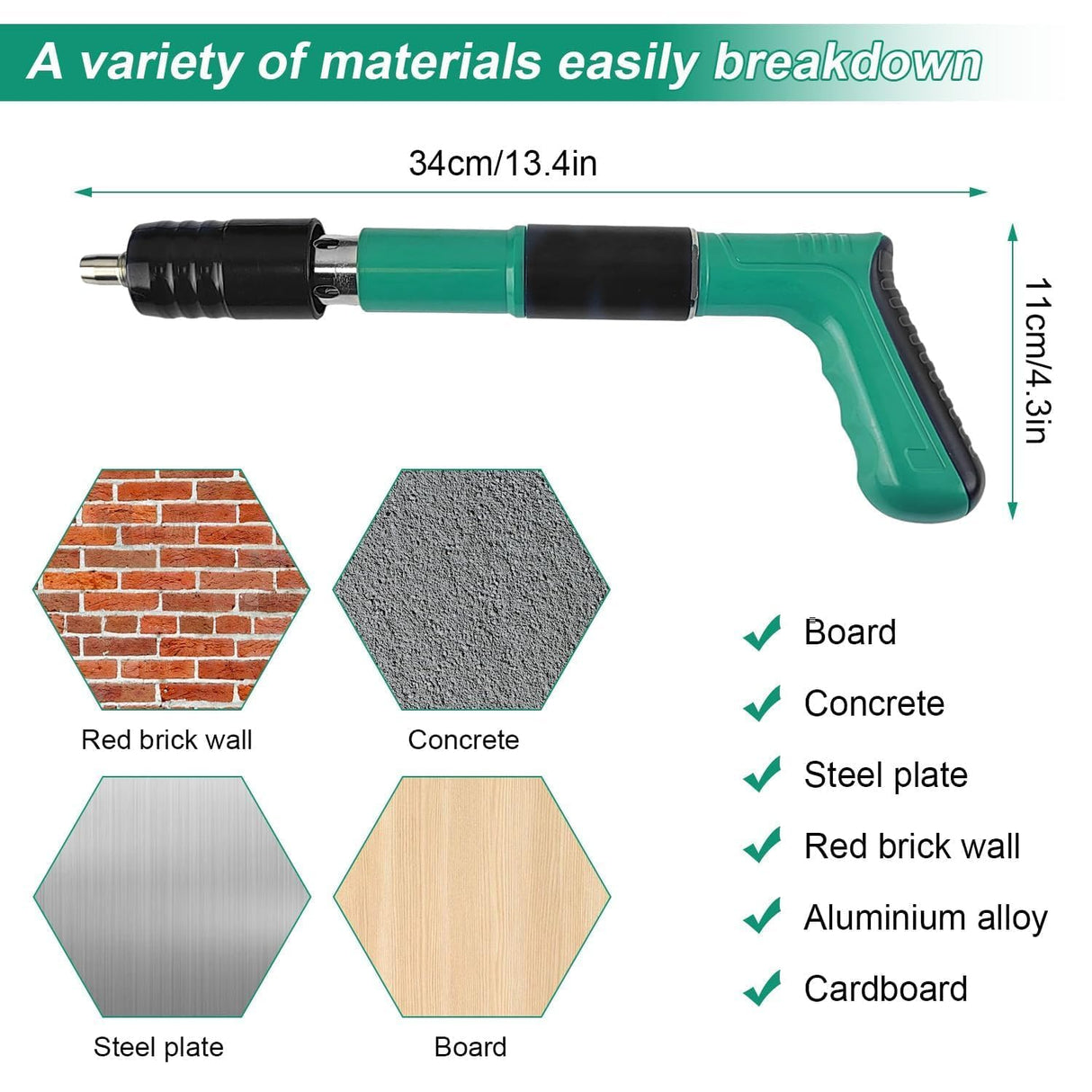 Concrete Manual Nail Gun Kit with 200 Round Nails, Mini Steel Nail Gun, Pistola De Clavos, Air Nailer Combo Kit, Pistola de Fijación - Easy to Use with Protective Gear Included QZQUFJ