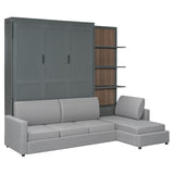 Harper & Bright Designs Queen Size Murphy Bed, Wood Queen Wall Bed with Sofa and Shelves, Gray Harper & Bright Designs