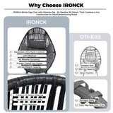 IRONCK Wicker Outdoor Egg Chair with Ottoman, Patio Lounge Chair with Footrest, Thickened Padded Cushion and Headrest, Egg Seat for Patio, Living Room, Garden, Balcony, Dark Gray IRONCK