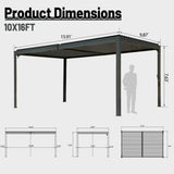 SHPAI 10’ x 16’ Louvered Pergola, Outdoor Pergola Aluminum Frame with Adjustable Rainproof Metal Roof, Permanent Sun Shade with Drainage System for Backyard, Garden and Lawn (Grey) SHPAI