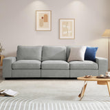 COOSLEEP 100" Sofa with Seats Storage, Comfy 3-Seater Chenille Fabric Couch for Living Room, Office, Apart W/Deep Seat, USB Charging, Upholstered Couch with Removable Cover (Light Grey) COOSLEEP HOME