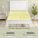 Giantex Wood Twin Bed Frames with Headboard, Mid Century Platform Bed Frame with Solid Wood Legs & Wooden Slat Support, Twin Bed Frames for Kids Adults, White Bed Giantex