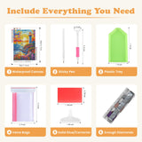 SENQAO Lighthouse Diamond Art Kits for Adults, Sunset Diamond Painting Kits for Beginners,Seaside Landscape Diamonds Pictures Gem Art for Adults Crafts Home Decor 12x16inch(Lighthouse,Waves, Flowers) SENQAO