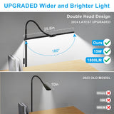 LED Floor Lamp, 15W/1800LM Bright Reading Floor Lamp for Office with Double Head, Adjustable Gooseneck Dimmable Modern Standing Light for Lash Extension Craft, Eye Caring Floor Lamps for Living Room Seaside village