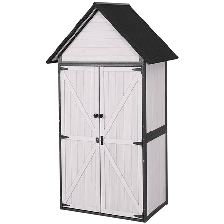 GUTINNEEN Shed Outdoor Storage Upgraded with Durable Metal Frame Garden Shed Tool Storage Cabinet with Wooden Floor Adjustable Shelfs 2.5 x 1.4FT （Off-White） GUTINNEEN