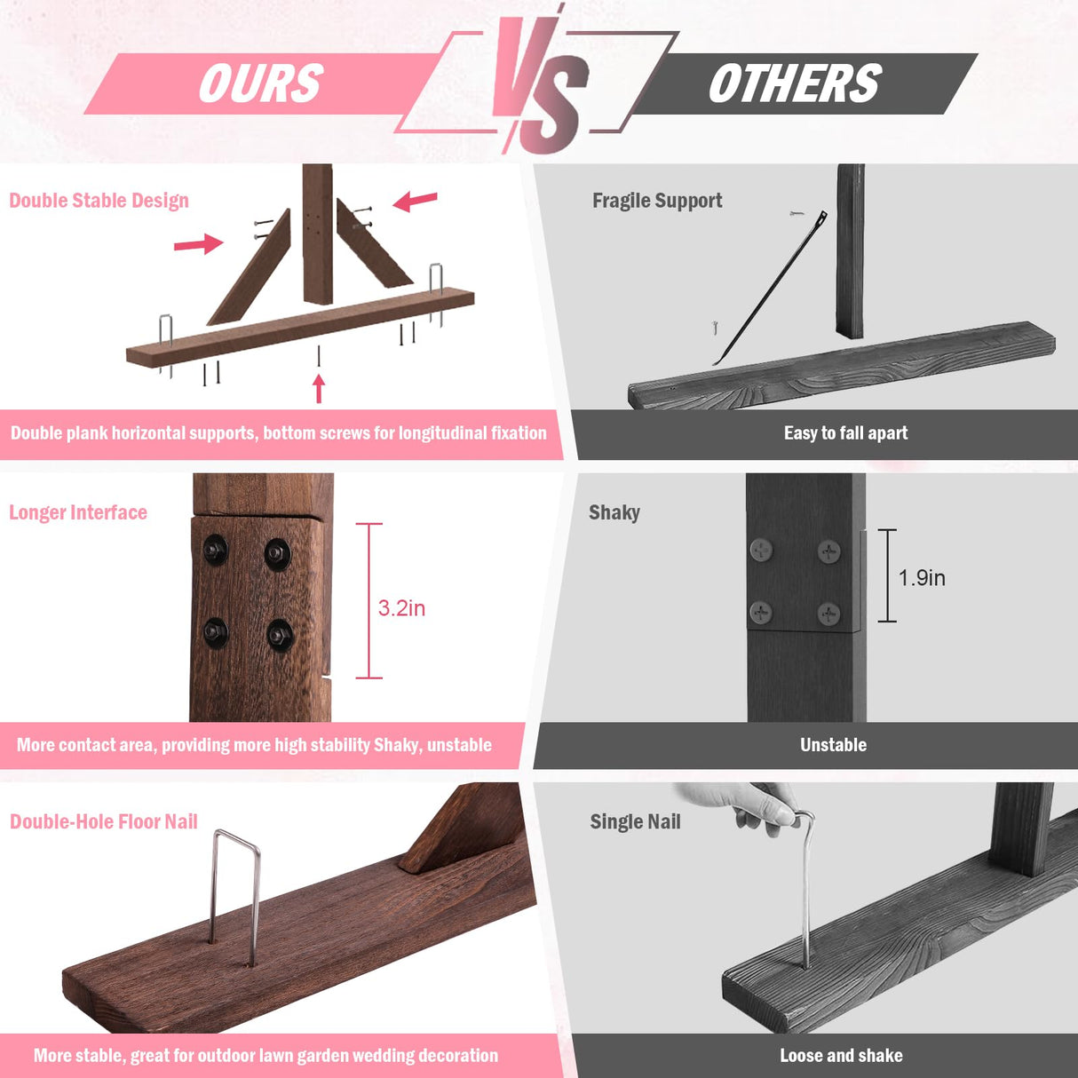 Chamvis 7.48FT Wooden Wedding Arch, Wooden Arch Backdrop Stand Square Arch Wedding Arbor Wedding Arches for Ceremony Wood Arch Frame for Outdoor Lawn Forest Wedding Decorations chamvis