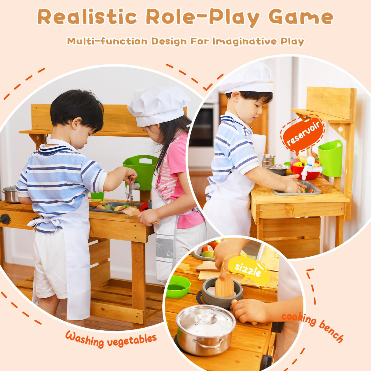 Aoparts Mud Kitchen, Play Kitchen, Kitchen Accessories and Garden Sink, Kids Outdoor Kitchen Playset with Faucet, Mud Kitchen for Kids Outdoor Aoparts