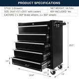 Tool Chest with Wheels,Metal Locking Rolling Tool Box with Tool Organizer Trays for Tool Storage Organizer,Garage,Portable Standing Mechanic Toolbox for Garage (5 Drawer Tool Box Black, 5 Drawer) BouPower