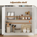 4ever2buy Farmhouse Coffee Bar Cabinet with Storage Hutch, 73 Inch Tall Coffee Bar with Wine Racks and Adjustable Shelves for Living & Dining Room, White 4ever2buy