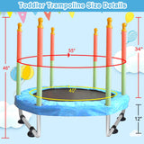 Toddler Trampoline for Kids Ages 1-8, 55'' Small Trampoline with Safety Enclosure Net, Indoor & Outdoor Baby Mini Trampolines, No-Gap Safe Design for Toddlers Jump, Gifts for Children & Boys & Girls SZBOB