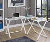 Walker Edison Wright Modern X Leg Glass Top Corner Computer Gaming L Shape Desk Home Office, 51 Inch, White Walker Edison
