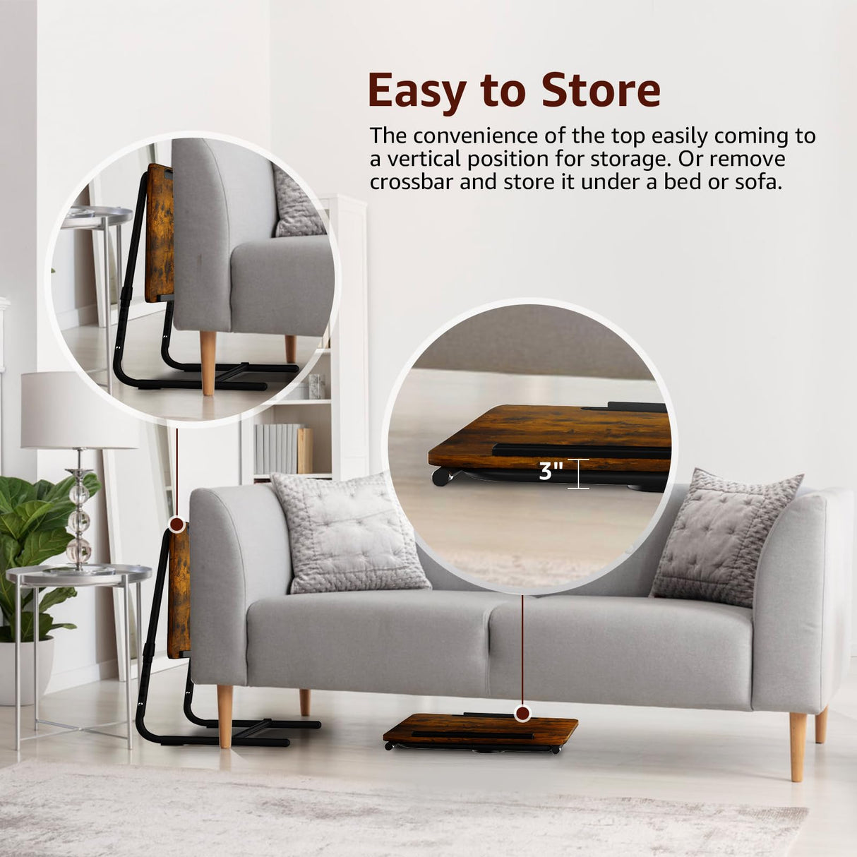 Folding TV Tray Adjustable Dinner - Trays for Eating On Couch Wooden Tables Mate Stand Foldable Desk Table with Cup Holder Portable NUTIKAS