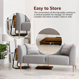 Folding TV Tray Adjustable Dinner - Trays for Eating On Couch Wooden Tables Mate Stand Foldable Desk Table with Cup Holder Portable NUTIKAS