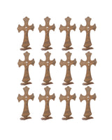12 Inch 12 Pack Brown Wood Crosses Torched Wooden Tabletop Cross Rustic Standing Cross for Baptism Centerpieces Home Church Decor Prayer Gifts Cregugua