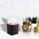 Tissue Box Cover,Tissue Holders,Tissue Box Holder for Bathrooms,Bamboo Cover Plate,Home and Office,5 * 5 * 5.4in (Black) MOCHTERO