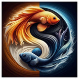 DPDAKIT Fish Diamond Art Kits for Adults, Taichi Diamond Painting Kits for Beginner, 5D DIY Round Full Gem Art Crafts for Home Wall Decor Gift, 12x12inch DPDAKIT
