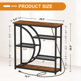Snughome Entryway Table, Console Table with Charging Station, Industrial Narrow Sofa Table with 5 Tier Storage Shelves, Entrance Table for Hallway, Behind The Couch, Living Room, Foyer Snughome