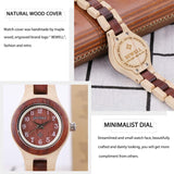 BEWELL Wood Watch Women Analog Quartz Handmade Lightweight Dress Wristwatches with Small Dial BEWELL