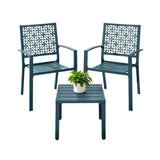 IDEALHOUSE Patio Bistro Set 3 Piece, Bistro Table and Chairs Set of 2 Outdoor, Small Patio Furniture Sets with Coffee Table for Balcony, Front Porch, Apartments, Deck, Backyard, Blue IDEALHOUSE