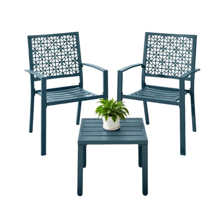 IDEALHOUSE Patio Bistro Set 3 Piece, Bistro Table and Chairs Set of 2 Outdoor, Small Patio Furniture Sets with Coffee Table for Balcony, Front Porch, Apartments, Deck, Backyard, Blue IDEALHOUSE