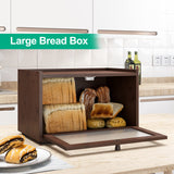 kiplant Large Bread Box for Kitchen Counter, Bamboo Bread Storage Container with Wavy Arcylic Transparent Door, Bamboo Wooden Farmhouse Bread Box for Your House (Brown) kiplant