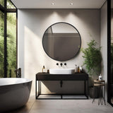 Sunniry Round Mirror 28 inch, Round Black Mirror, Round Bathroom Mirror Metal Frame, Wall Mounted Circle Mirrors for Bathroom, Living room, Hallway, Farmhouse. Sunniry