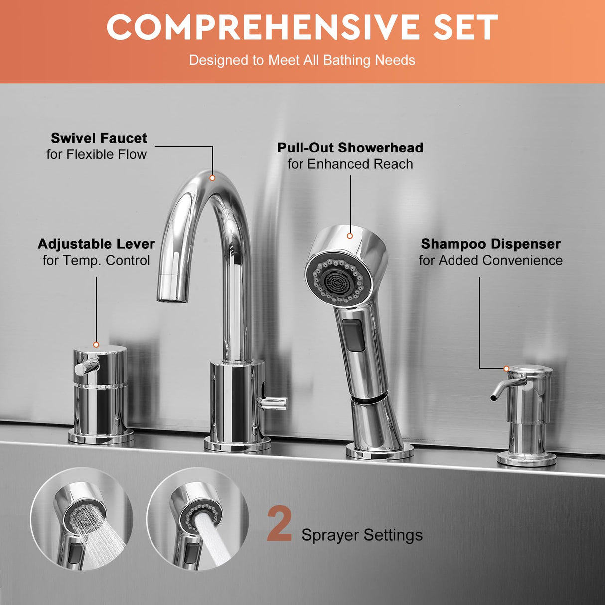 CO-Z Professional Dog Bathing Station, 50 in. Dog Grooming Tub with Nonskid Retractable Ramp for Large Dogs, Stainless Steel Dog Washing Station with Swivel Faucet Pull Out Showerhead Storage Drawer CO-Z