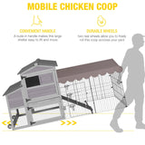 Aivituvin Chicken Coop Mobile Chicken House with Metal Chicken Run Outdoor Rabbit Hutch Wooden Hen House Chicken Tractor with Wheels 82" Aivituvin