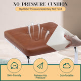 KCC Mid Century Modern Dining Chairs Set of 2, Faux Leather Rattan Dining Room Kitchen Side Chairs with Metal Legs and Upholstered Seat for Dining Room, Living Room, Bedroom,Brown KCC