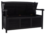 SAFAVIEH Outdoor Collection Brisbane Black Acacia Wood Storage Bench SAFAVIEH