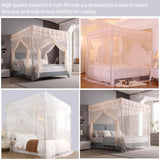 VELSKUD Canopy Bed Frame King, Stainless Steel Four Corner Bed Canopy Poles Mosquito Net Frame Bracket Fit for Metal Bed Wood Bed, Stainless Steel Canopy Bed Frame King Size VELSKUD