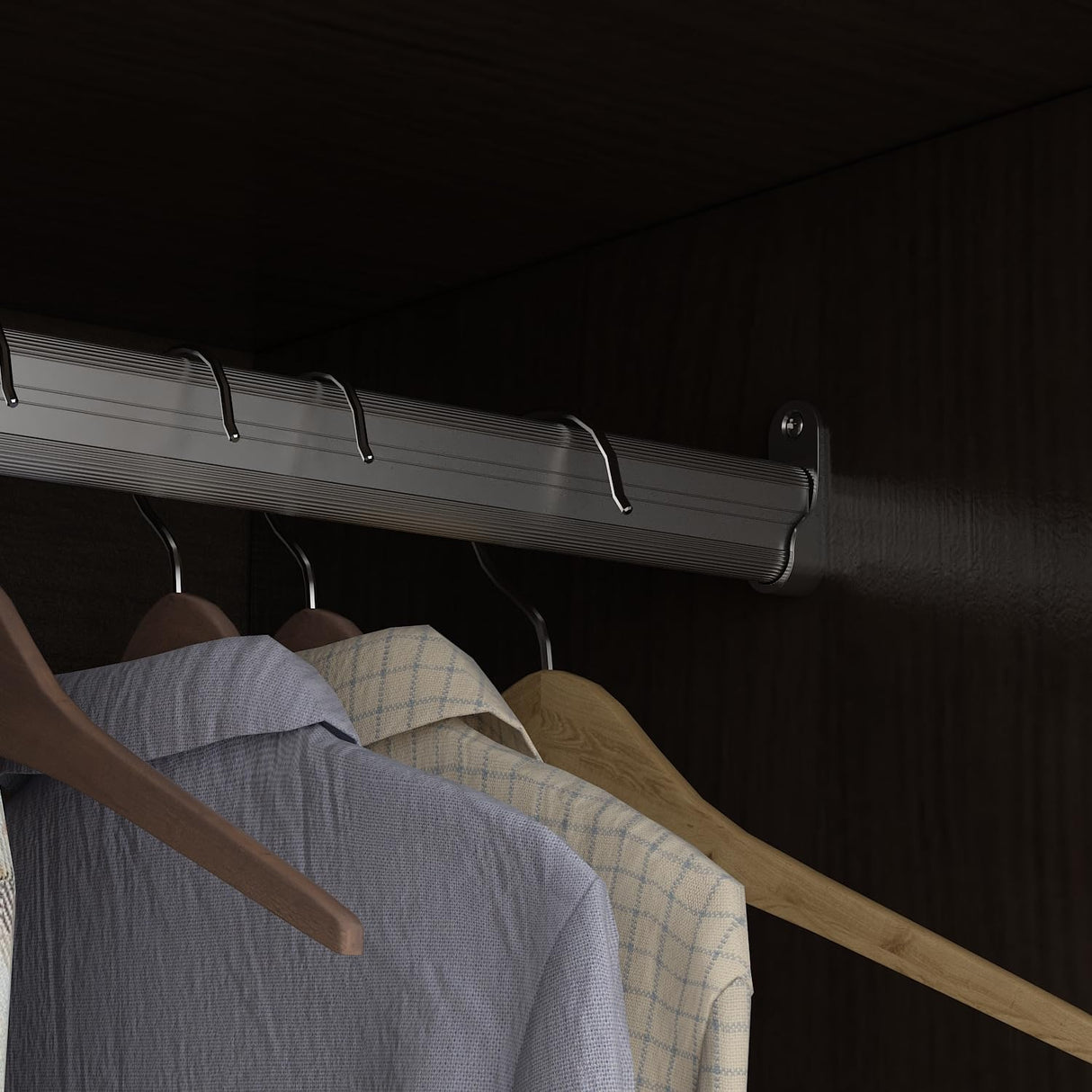 AGOTENI Large Bedroom Wardrobe Closet with 1 Mirror & 2 Drawers, 70.9" H Tall Armoire Clothes Closet with Doors and Shelves, Hanging Rod, Dark Brown AGOTENI