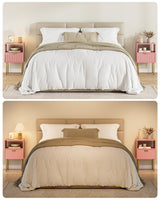 Aienvey Nightstand,Bedside Table with Gold Frame,Pink Night Stand,Bedside Furniture, Modern Side Table with Drawer and Shelf for Bedroom,Living Room (Pink, Large) Aienvey