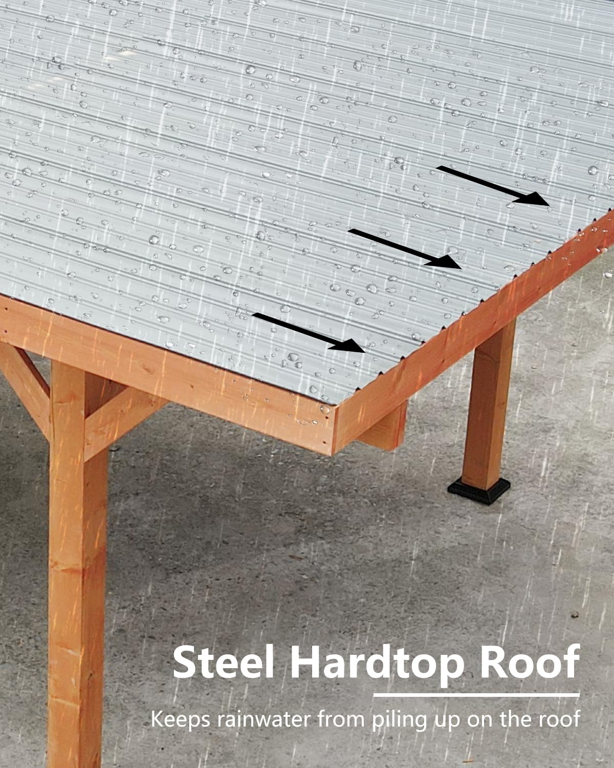 Beneouya 18.3 x 12.6 x 7.8 FT Carport, Wood Outdoor Gazebo Pavilion with Hardtop Sloped Steel Roof, Heavy Duty Waterproof Car Port for Backyard, Patio, Deck and Lawn Beneouya