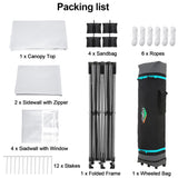 COBIZI 10x20 Pop up Canopy Tent 10x20 Canopy with 6 Sidewalls Waterproof Heavy Duty Commercial Canopy Tent for Parties Outdoor Tent Garden Gazebo Tent, Carry Bag with Wheel(10x20ft, White) COBIZI