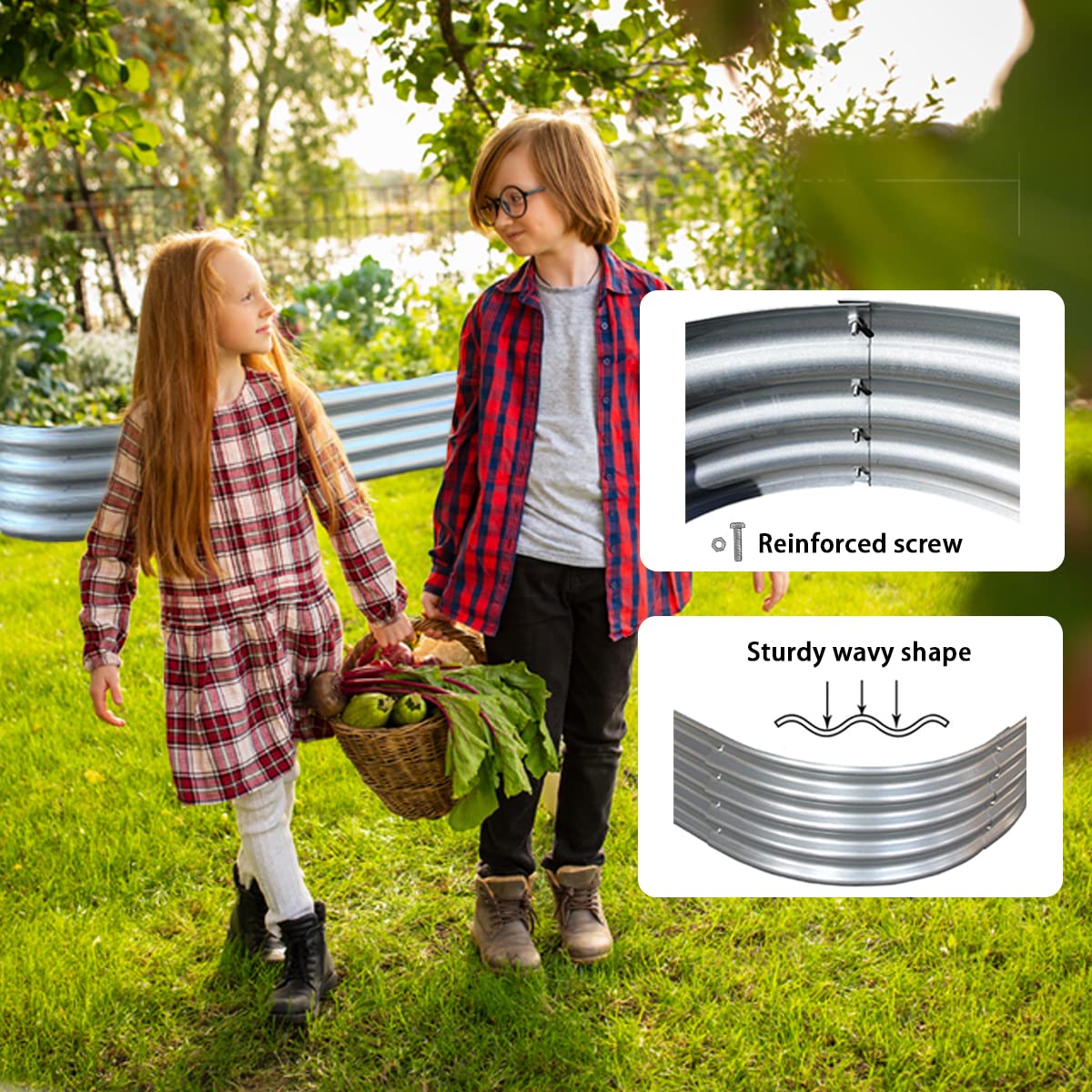 COATTOA Raised Garden Bed, Outdoor Galvanized Planter Boxes, Beds with Metal Plant Stakes, Large Stock Tank, for Vegetables 4×2×1ft COATTOA