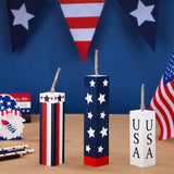Amyhill 3 Pcs 4th of July Wooden Table Decorations Patriotic Table Centerpieces Independence Day Wood Firework Fourth of July Table Signs for Home Farmhouse Decor(Flag) Amyhill