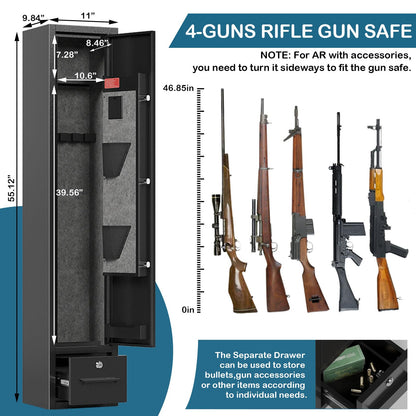 4 Gun Safe,Gun Safes & Cabinets,Gun Safes for Home Rifle and Pistols,Rifle Gun Safe with Drawer,Gun Cabinet for Rifles and Shotguns,Gun Safe with Removable Shelf and Gun Rack (3 Gun Safe - Digital)