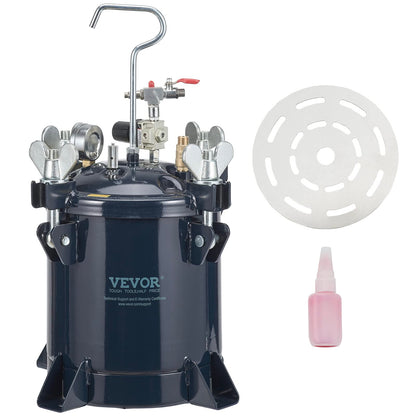 VEVOR Spray Tank 10L/2.5gal Air Pressure Pot for Resin Casting, Metal Rack & Leak Repair Sealant for Industry Home Decor Architecture Construction Automotive Painting, 70PSI Max, Black - WoodArtSupply