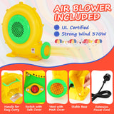 Whubefy Bounce House, Inflatable Bounce House for Kids 3-6 Big Kids 8-12, Indoor/Outdoor Double Slide Obstacle Bouncer with Blower, 12 x 9FT Jumping Castle with Center Hoop for Family Backyard Wesoky