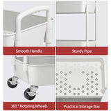 Sywhitta 4-Tier Plastic Rolling Utility Cart with Handle, Multi-Functional Storage Trolley for Office, Living Room, Kitchen, Movable Storage Organizer with Wheels, White Sywhitta