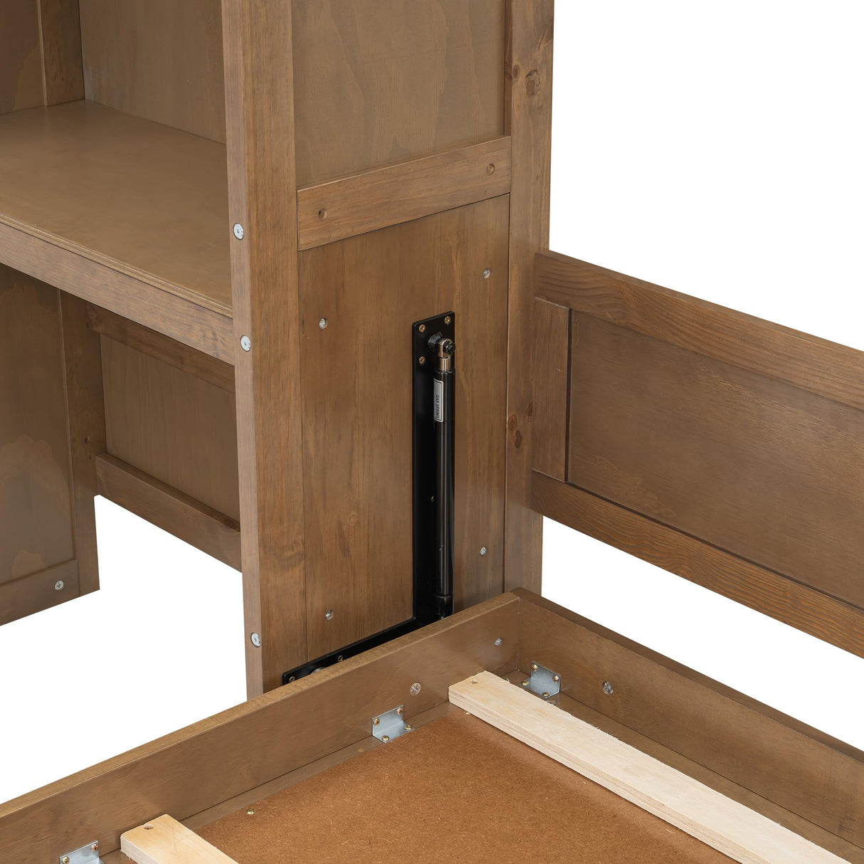 Queen Murphy Bed with Desk and Storage Bookcase Shelves,Solid Wood Space-Saving Folding Murphy Wall Bed Cabinet with Storage Bookcase Shelves for Adults (Natural Wood) MERITLINE