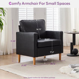 TYBOATLE 57" Small Black Faux Leather Sofa Couches, 3 Piece Living Room Set, Mid-Century Modern Tufted Comfy Loveseat, 2 Seater Office Couch Love Seat for Small Space Bedroom Drom Apartment TYBOATLE