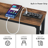 Tohomeor 5.9" Skinny Behind Sofa Console Table with Charging Station 47.24" Narrow Long Behind Couch Table with Power Outlets USB Ports Thin Entry Table for Entryway Living Room Hallway Tohomeor
