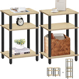 TUTOTAK Set of 2 End Table, Side Table, Nightstand, 3-Tier Storage Shelf, Couch Table for Small Space TB01BO0492 TUTOTAK