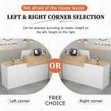 LSZMXI Modern Reception Desk with Drawer & Open Shelves, 39-95 Inch Front Counter Table, Computer Workstation Suitable for Salons, Offices, Lobbies, Retail Stores and Home Offices LSZMXI