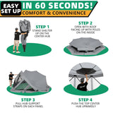 COBIZI Pop Up Gazebo Screen Tent Screen House for Camping, 15x15 Screen Room with Mosquito Netting, Hub Tent Instant Screened Canopy with Carrying Bag and Ground Stakes, Gray COBIZI